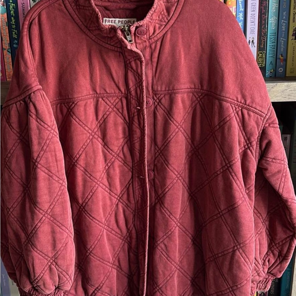 Free People Women's Quilted Bomber Jacket in Deep Red